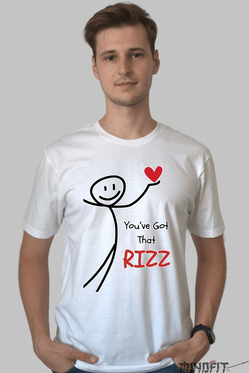 Tricou Cuplu Valentine's Day - You've Got That RIZZ barbat alb