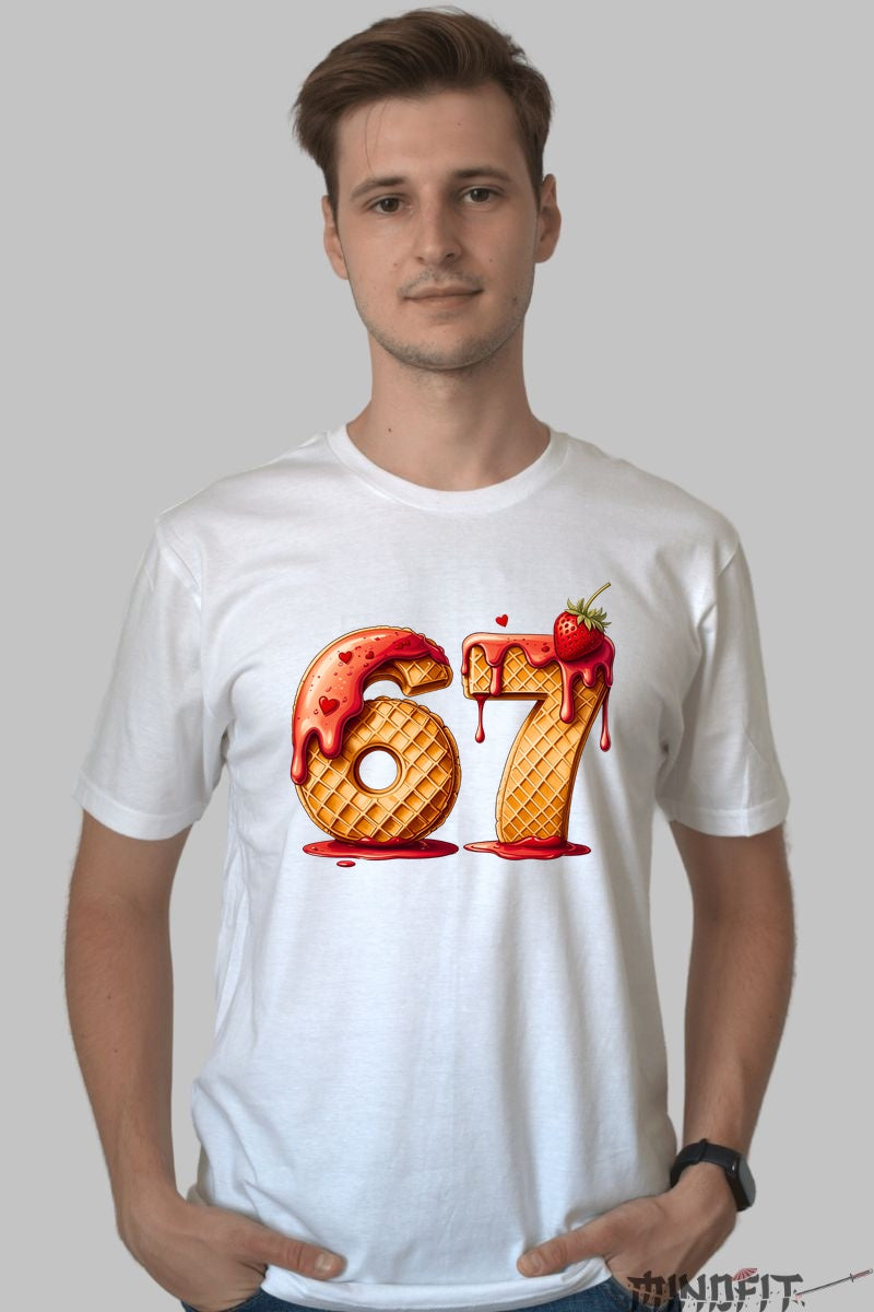 Tricou Cuplu Waffle - 67 Gustul Dragostei Glazurate barbat alb