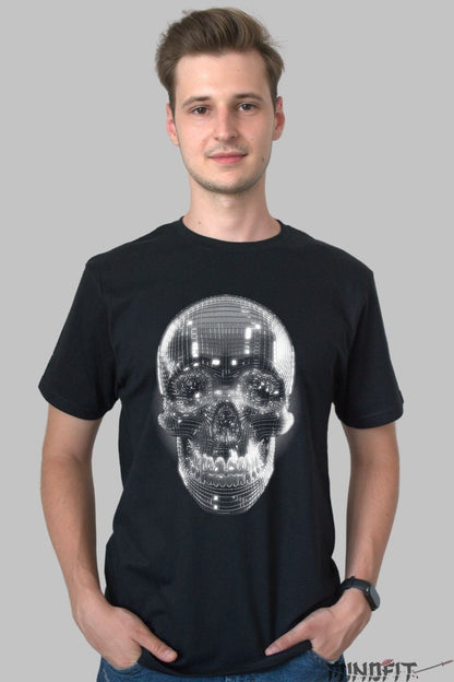 Tricou Cyber Skull - Holographic Glow Edition barbat negru