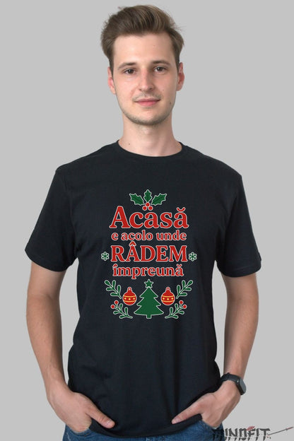 Tricou De Craciun - Acasa E Acolo Unde Radem Impreuna dama alb