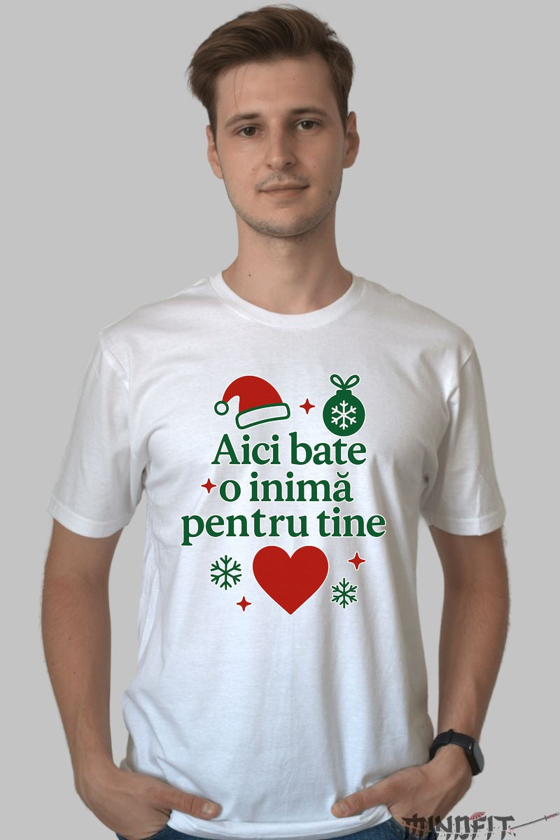 Tricou De Craciun - Aici Bate O Inima Pentru Tine dama negu