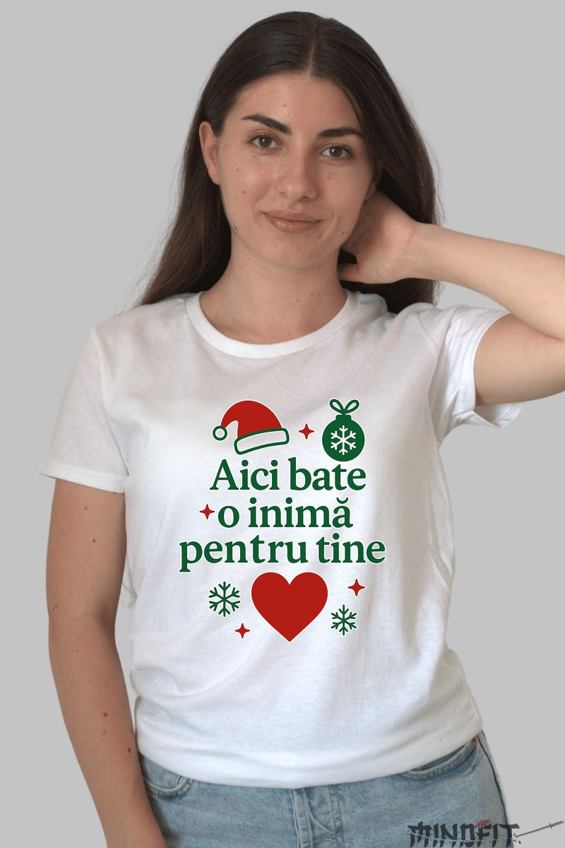 Tricou De Craciun - Aici Bate O Inima Pentru Tine barbat negru