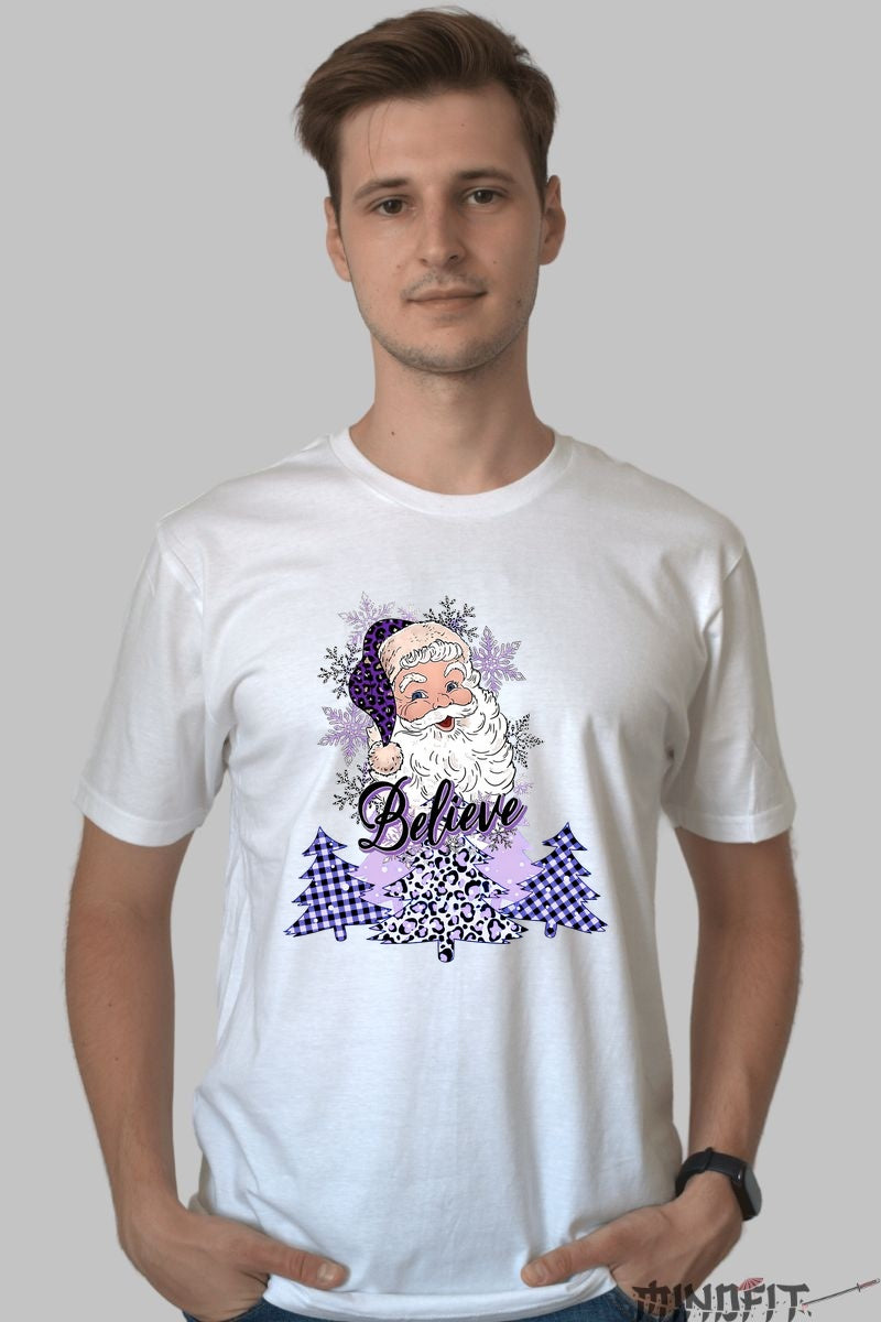 Tricou De Craciun - Believe In Mos Craciun barbat alb