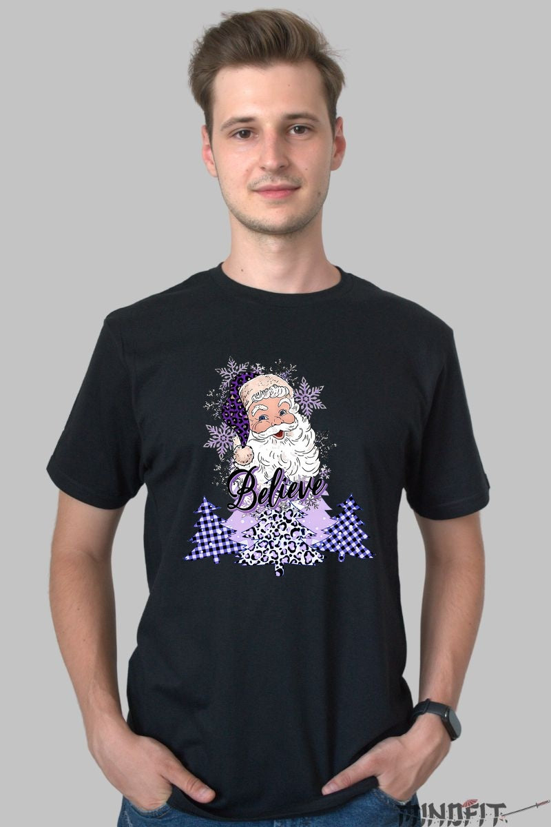 Tricou De Craciun - Believe In Mos Craciun barbat negru