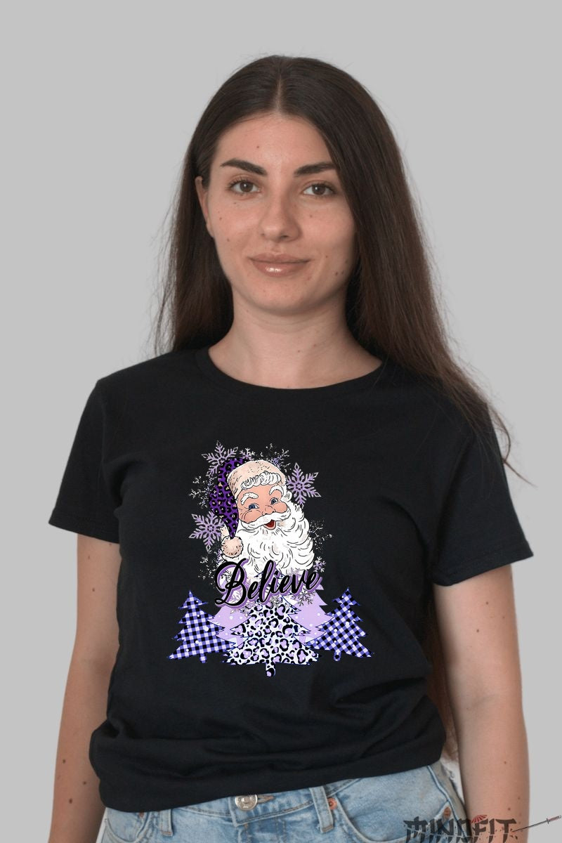 Tricou De Craciun - Believe In Mos Craciun dama negru