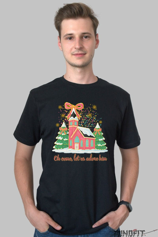 Tricou De Craciun - Biserica si Spiritul Sarbatorii barbat negru