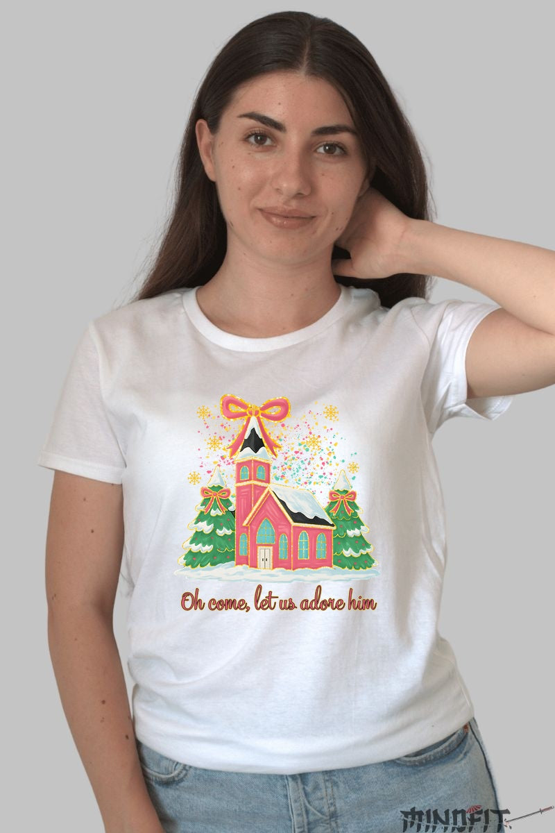 Tricou De Craciun - Biserica si Spiritul Sarbatorii dama alb