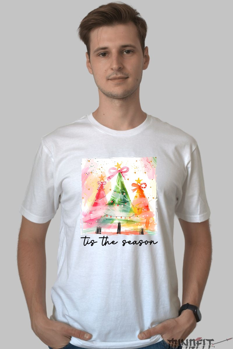 Tricou De Craciun - Brad Colorat Magic barbat alb