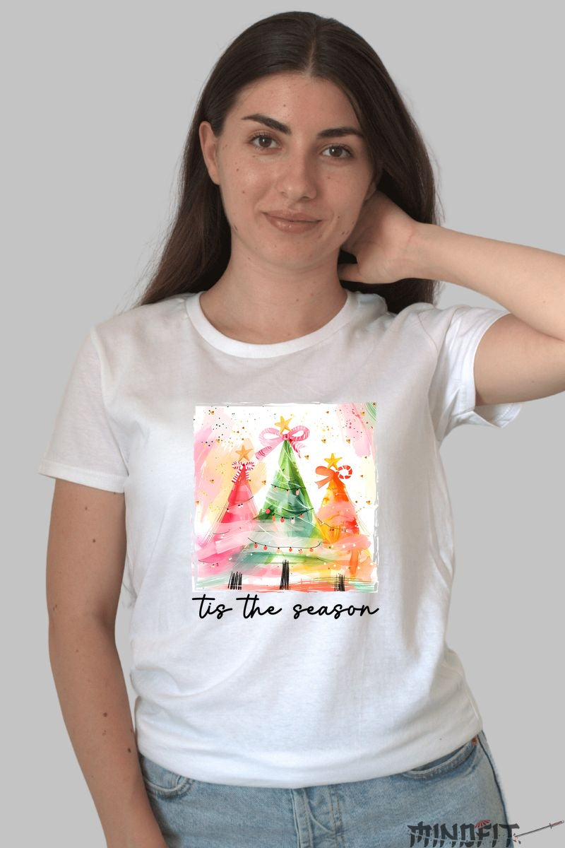 Tricou De Craciun - Brad Colorat Magic dama alb