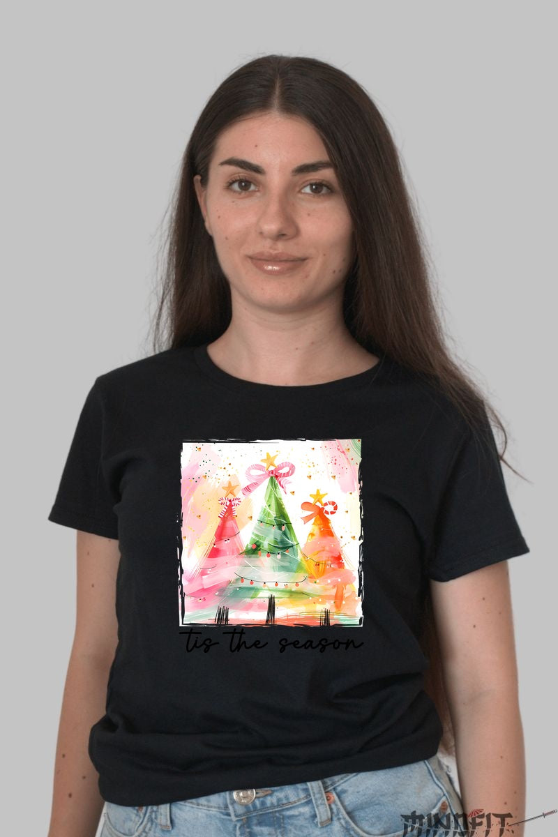Tricou De Craciun - Brad Colorat Magic dama negru