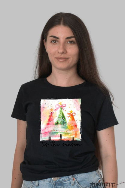 Tricou De Craciun - Brad Colorat Magic dama negru