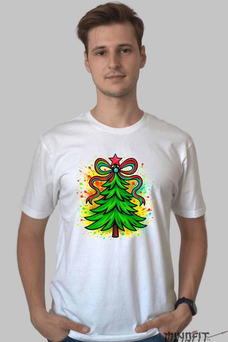 Tricou De Craciun - Brad Cu Panglica Magica barbat alb