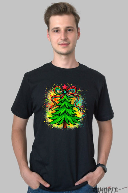 Tricou De Craciun - Brad Cu Panglica Magica barbat negru