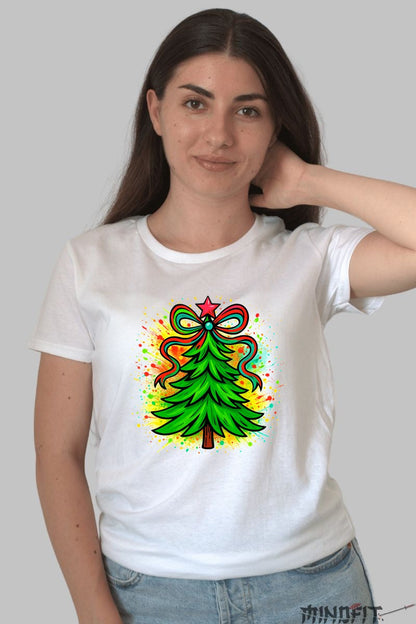 Tricou De Craciun - Brad Cu Panglica Magica dama alb