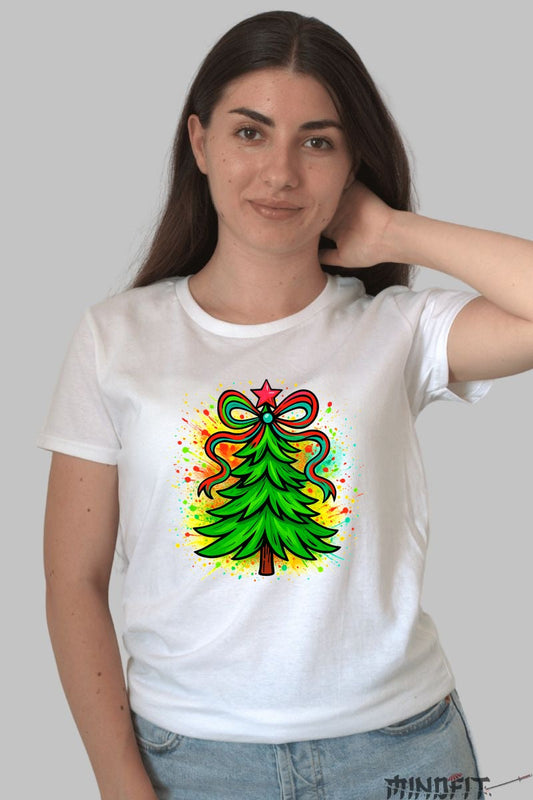 Tricou De Craciun - Brad Cu Panglica Magica dama alb