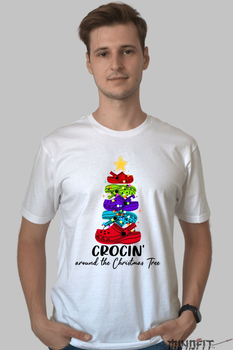 Tricou De Craciun - Brad Din Crocsi Colorati barbat alb