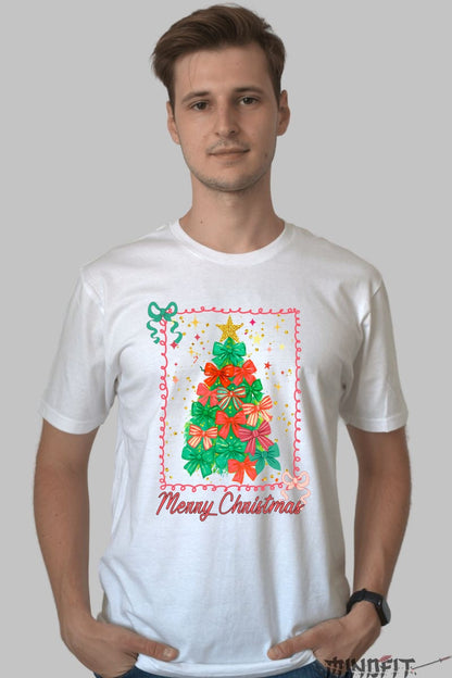 Tricou De Craciun - Brad Din Fundite Colorate barbat alb