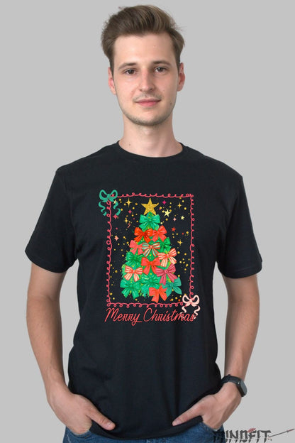 Tricou De Craciun - Brad Din Fundite Colorate barbat negru