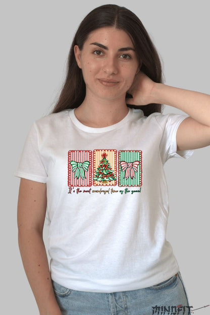 Tricou De Craciun - Brad Si Fundite Festive dama alb