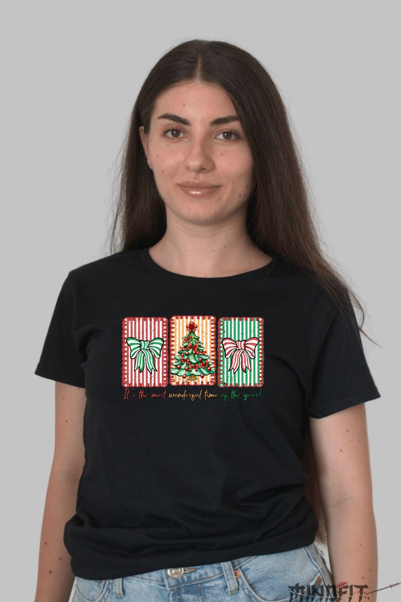 Tricou De Craciun - Brad Si Fundite Festive dama negru