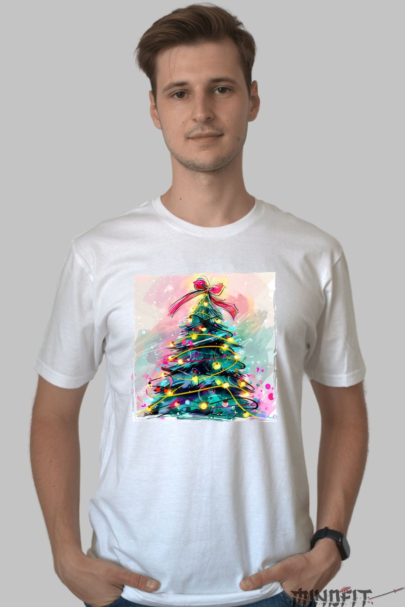 Tricou De Craciun - Bradul Magic Cu Luminite barbat alb
