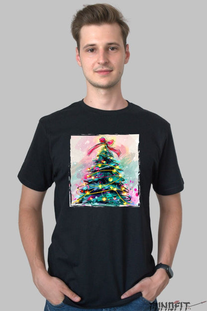 Tricou De Craciun - Bradul Magic Cu Luminite barbat negru