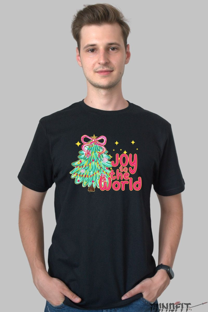 Tricou De Craciun - Bradul Magic Joy To The World barbat negru