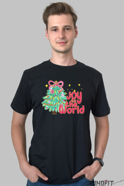 Tricou De Craciun - Bradul Magic Joy To The World barbat negru
