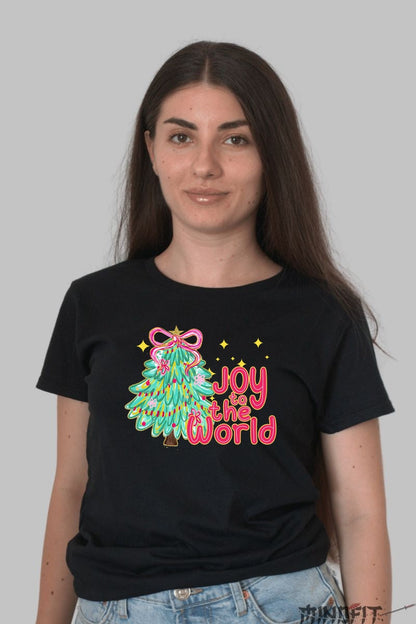 Tricou De Craciun - Bradul Magic Joy To The World dama negru