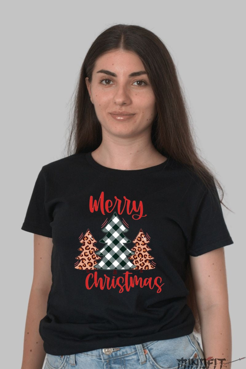Tricou De Craciun - Braduti Cu Animal Print dama negru