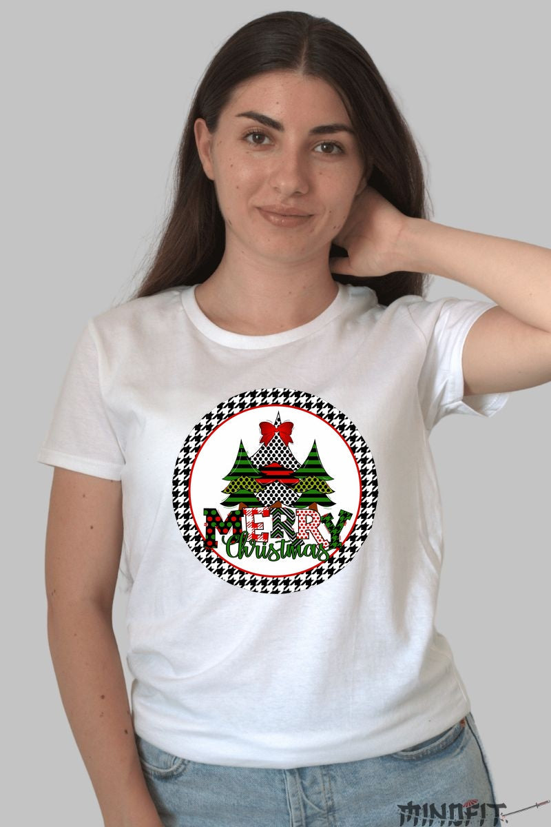 Tricou De Craciun - Braduti Cu Fundita Si Mesaj Festiv dama alb
