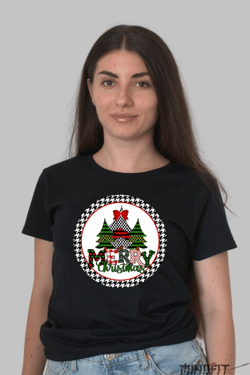 Tricou De Craciun - Braduti Cu Fundita Si Mesaj Festiv dama negru