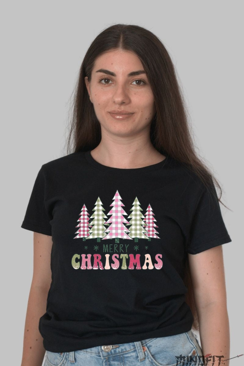 Tricou De Craciun - Braduti Festivi Carouri dama negru