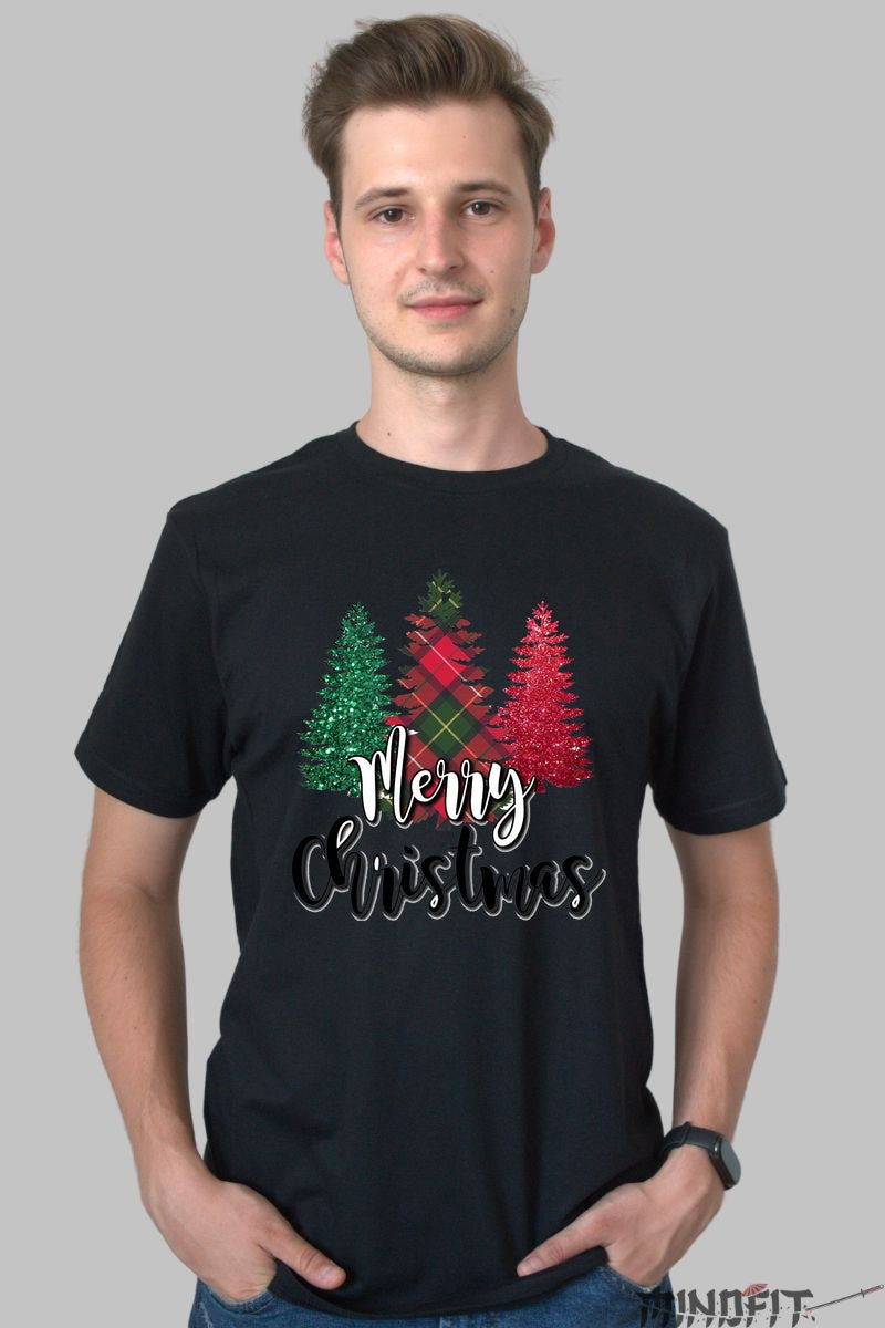Tricou De Craciun - Braduti Stralucitori Cu Mesaj Festiv barbat negru