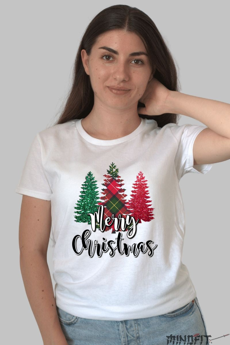 Tricou De Craciun - Braduti Stralucitori Cu Mesaj Festiv dama alb
