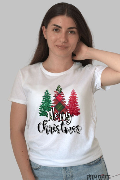 Tricou De Craciun - Braduti Stralucitori Cu Mesaj Festiv dama alb
