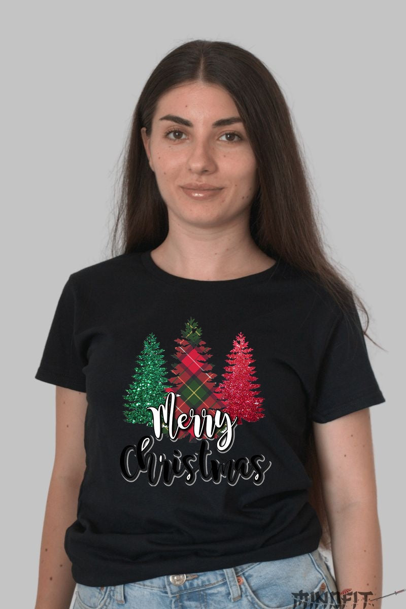 Tricou De Craciun - Braduti Stralucitori Cu Mesaj Festiv dama negru