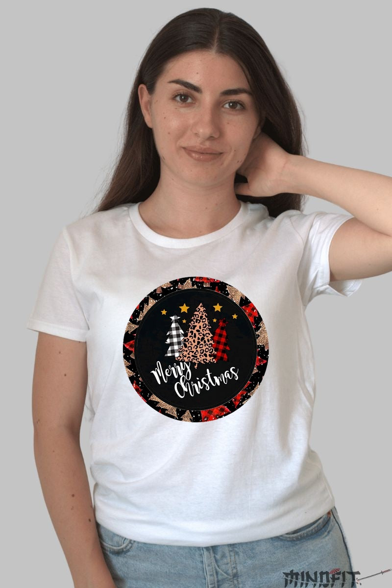 Tricou De Craciun - Brazi Festivi Merry Christmas dama alb