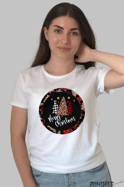 Tricou De Craciun - Brazi Festivi Merry Christmas dama alb