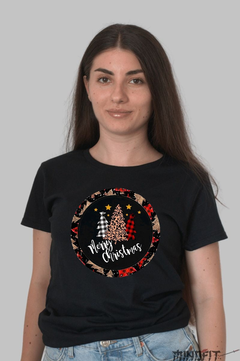 Tricou De Craciun - Brazi Festivi Merry Christmas dama negru