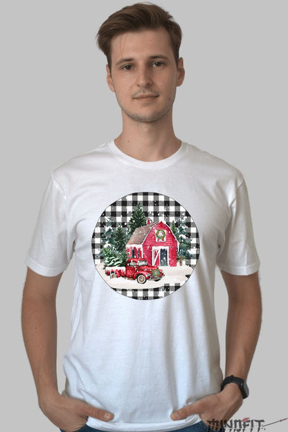 Tricou De Craciun - Cabana Rosie Si Camioneta Vintage barbat alb