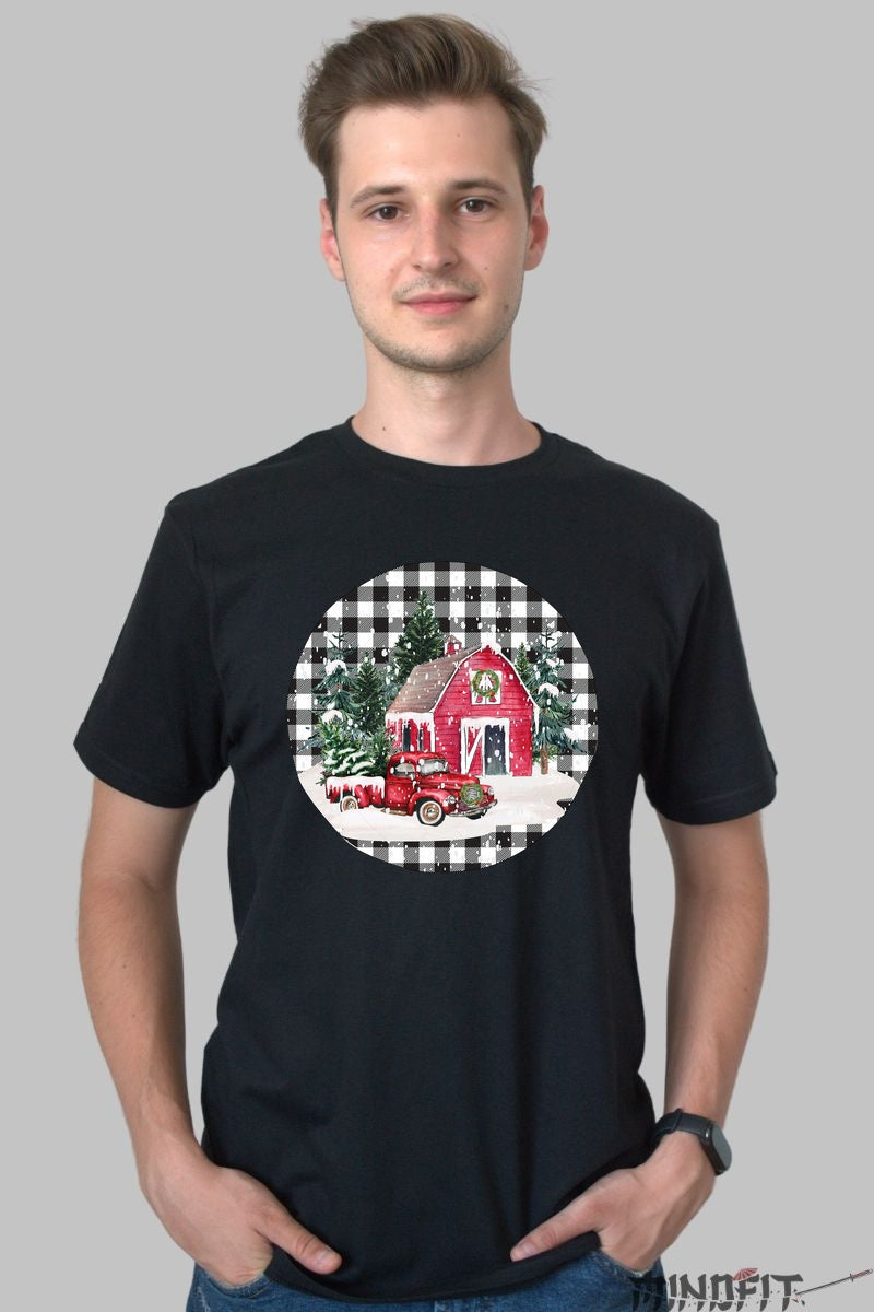 Tricou De Craciun - Cabana Rosie Si Camioneta Vintage barbat negru