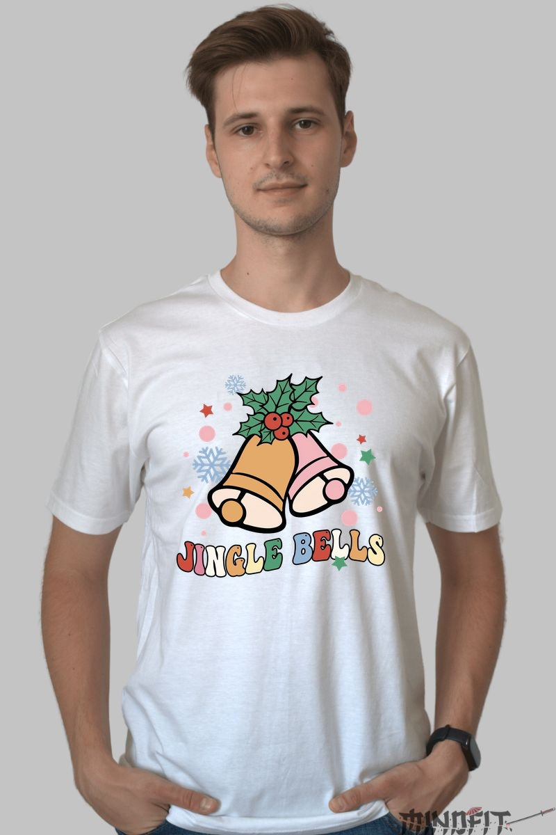 Tricou De Craciun - Clopotei Jingle Bells barbat alb
