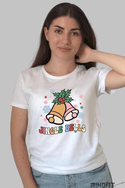 Tricou De Craciun - Clopotei Jingle Bells dama alb