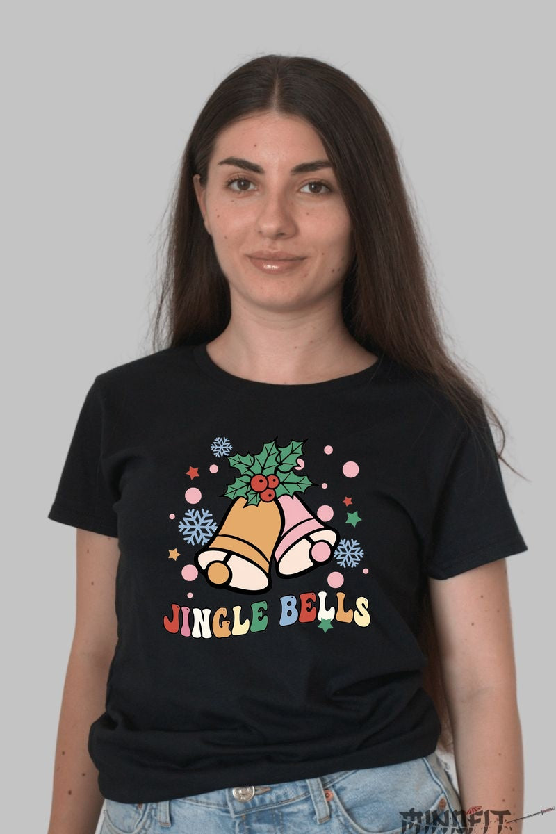 Tricou De Craciun - Clopotei Jingle Bells dama negru