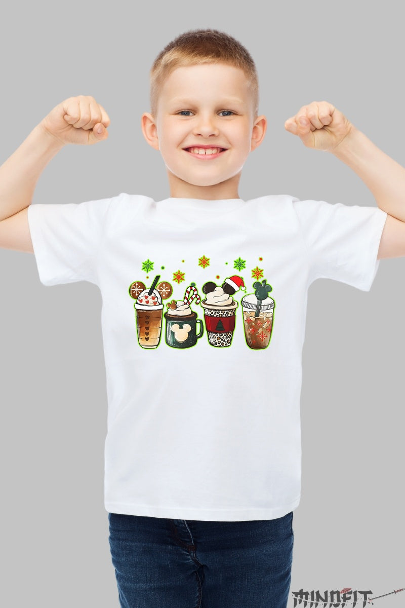 Tricou De Craciun Copii - Bauturi Festive Cu Tematica Magica baiat alb