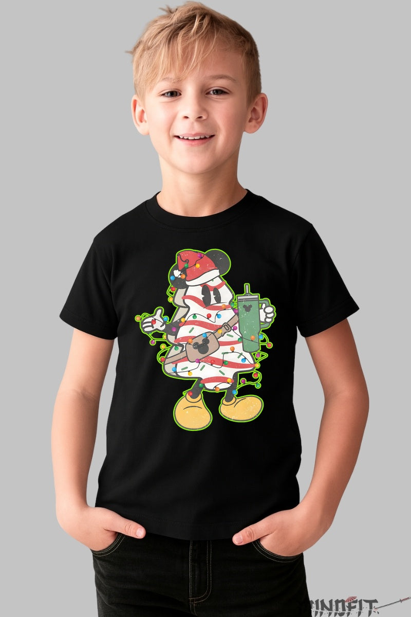 Tricou De Craciun Copii - Bradut Crazy cu Soricel Party baiat negru