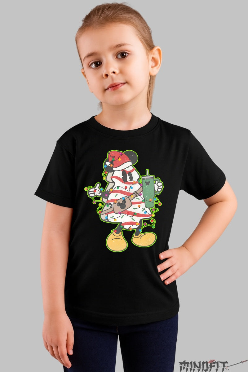 Tricou De Craciun Copii - Bradut Crazy cu Soricel Party fata negru