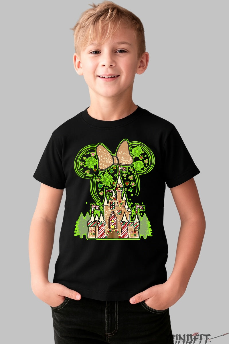Tricou De Craciun Copii - Castel Fermecat Din Turta Dulce baiat negru