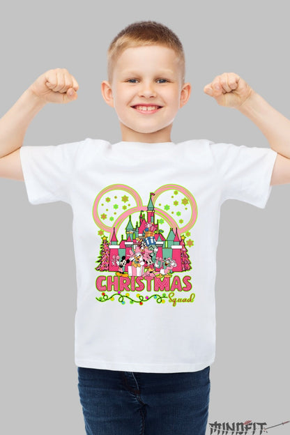 Tricou De Craciun Copii - Castel Magic si Gasca Vesela baiat alb